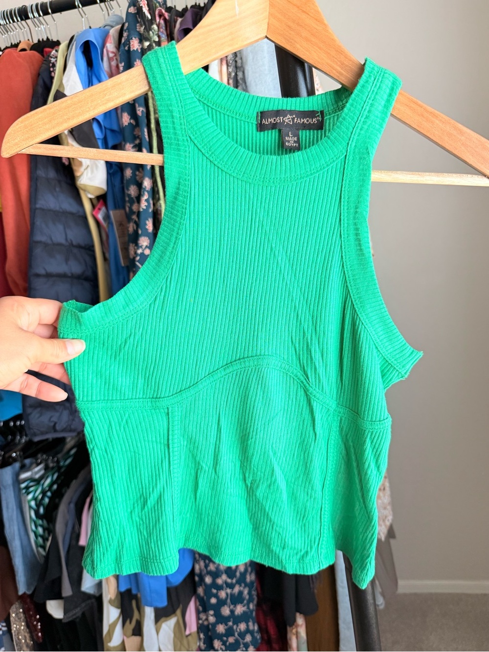 Almost Famous Bright Green Ribbed Tank